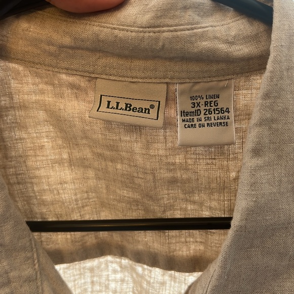 Men’s L.L. Bean Khaki Short Sleeve 100% Linen Shirt Size 3XL - Picture 3 of 6